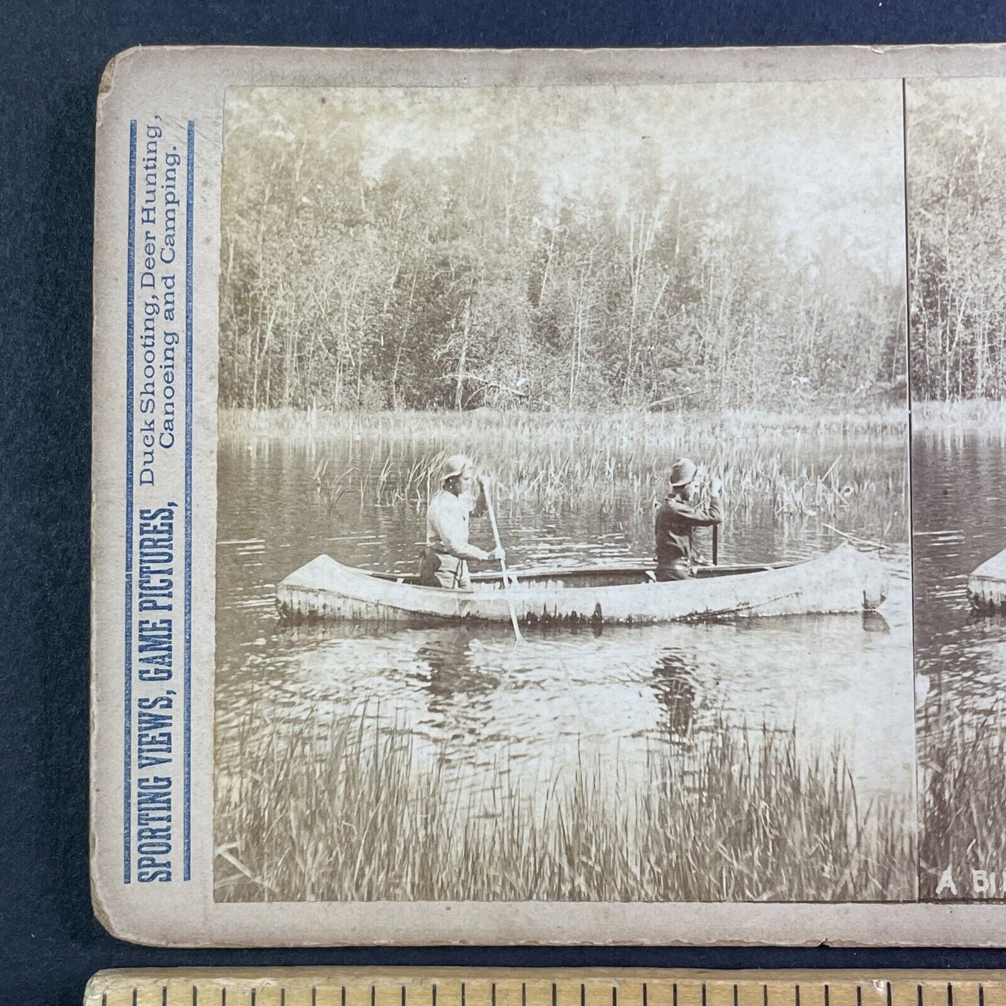 T.W. Ingersoll Canoeing on River Stereoview Merced? Yosemite? Antique c1888 Y103