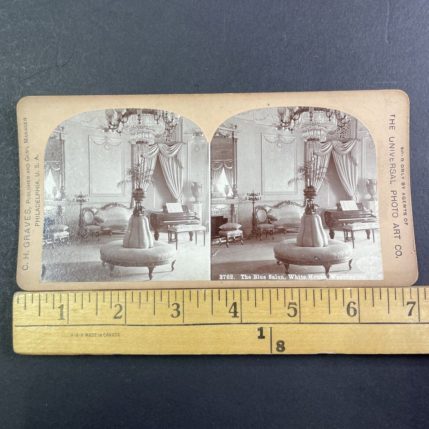 Blue Room The White House Stereoview Washington DC Antique c1898 X3229