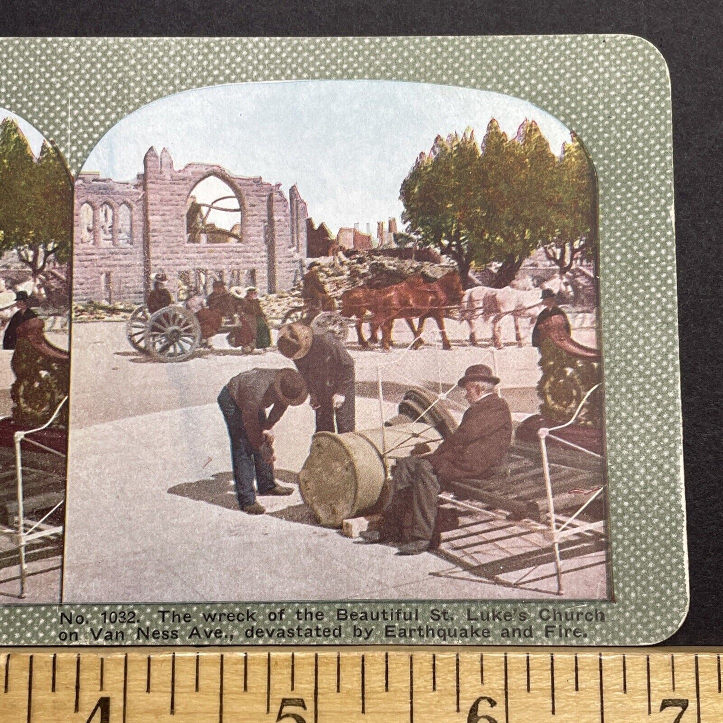 Antique 1910s San Francisco Earthquake St. Lukes Stereoview Photo Card 2300-31