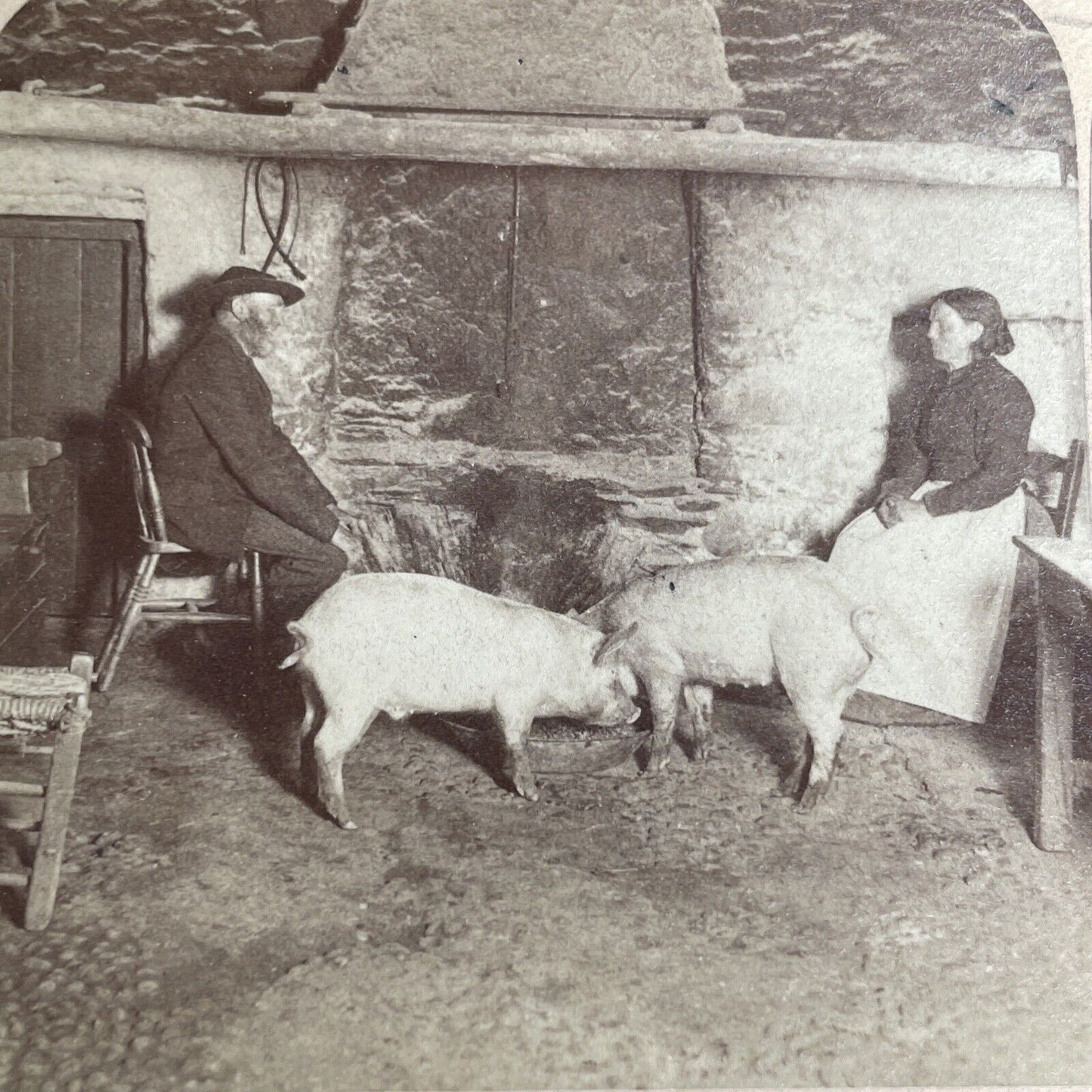 Antique 1901 County Kerry Ireland Farmers Stereoview Photo Card PC766