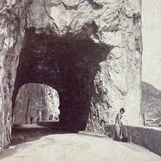 Antique 1894 Handmade Tunnel In French Alps Stereoview Photo Card P3782