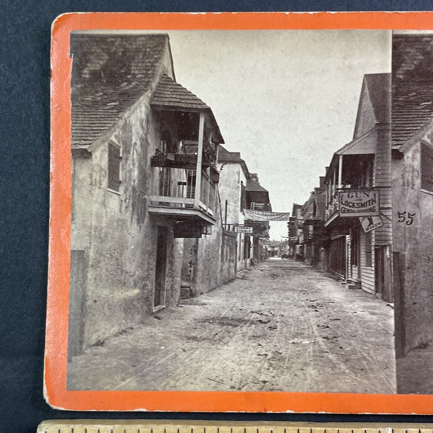 Gunsmith on Charlotte Street Stereoview Jacksonville FL Antique c1870s Y080