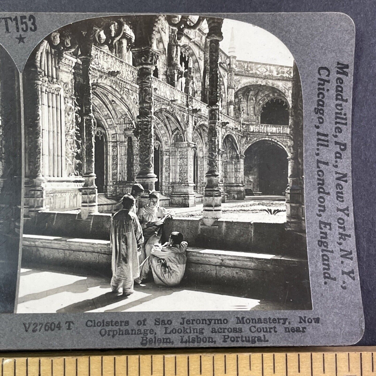 Jeronimos Monastery Orphanage Stereoview Lisbon Portugal Antique c1910s Y2179