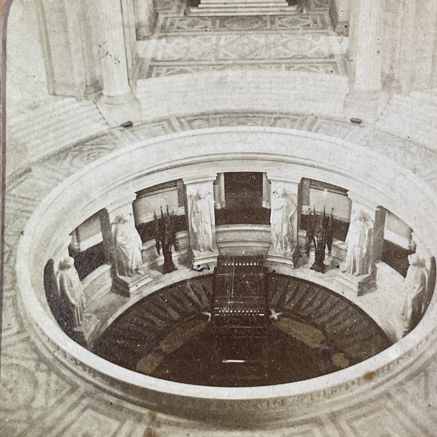 Napoleon's Tomb Paris Stereoview Florent Grau French Tissue Antique c1860 XT2124