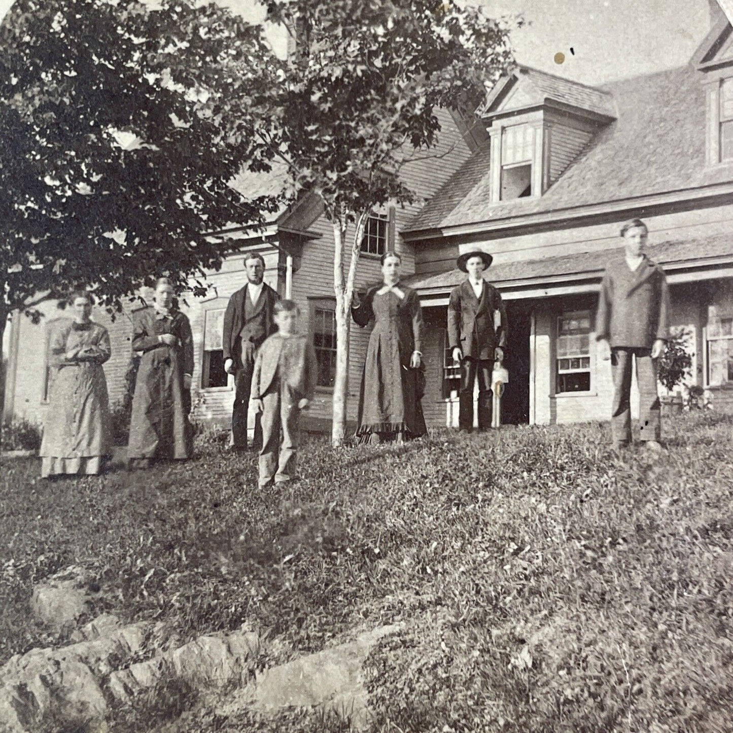 C.E. Goodrich Self-Portrait at House Plainfield Vermont Stereoview c1880 X1933