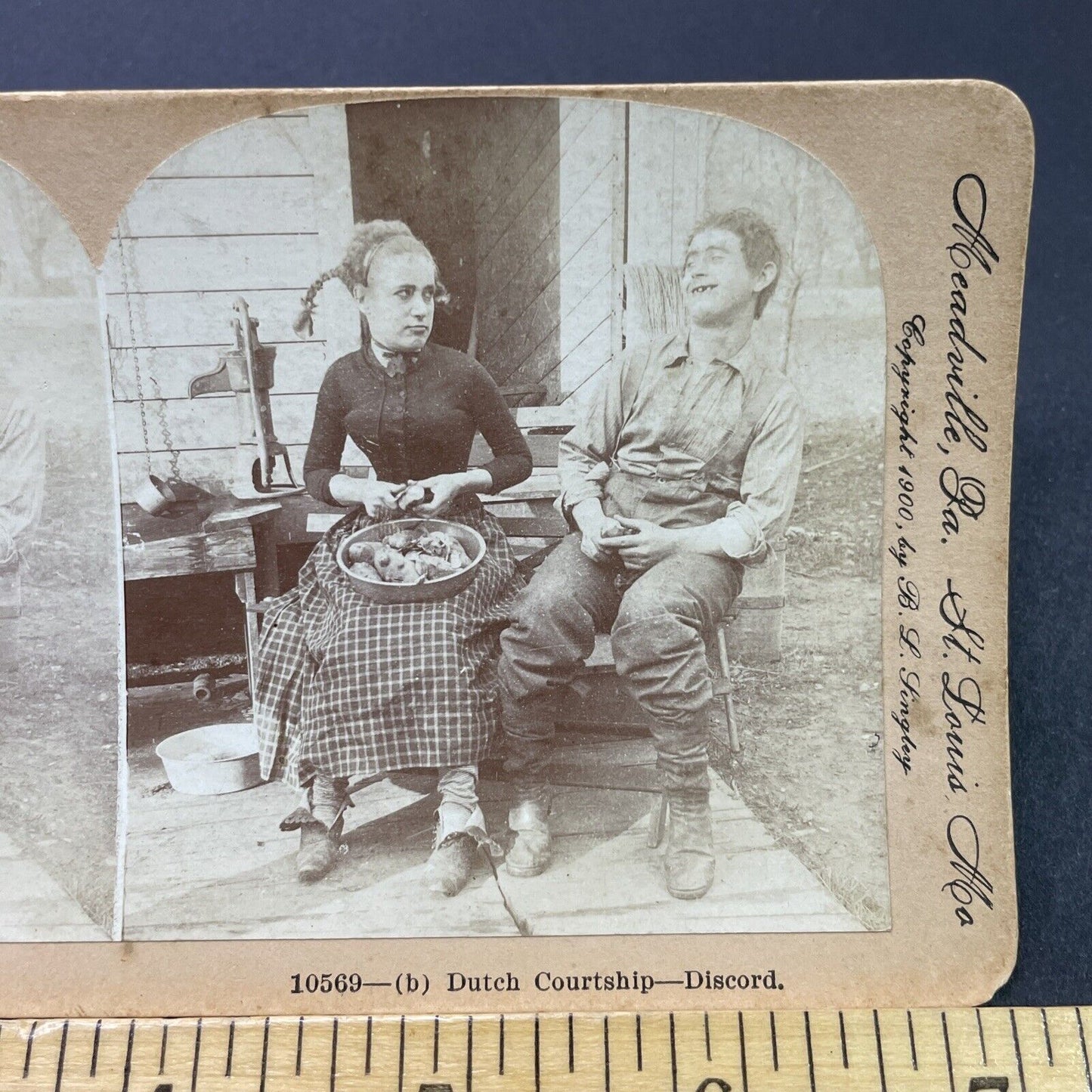 Antique 1900 A Poor Family Peeling Potatoes Stereoview Photo Card P2641