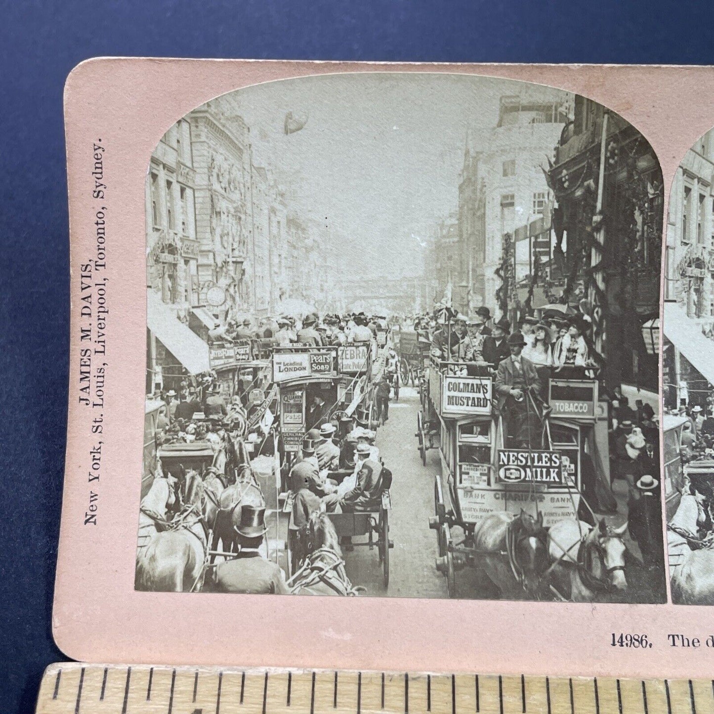 Antique 1902 Nestle Pears Soap Colmans Ads In London Stereoview Photo Card P3801