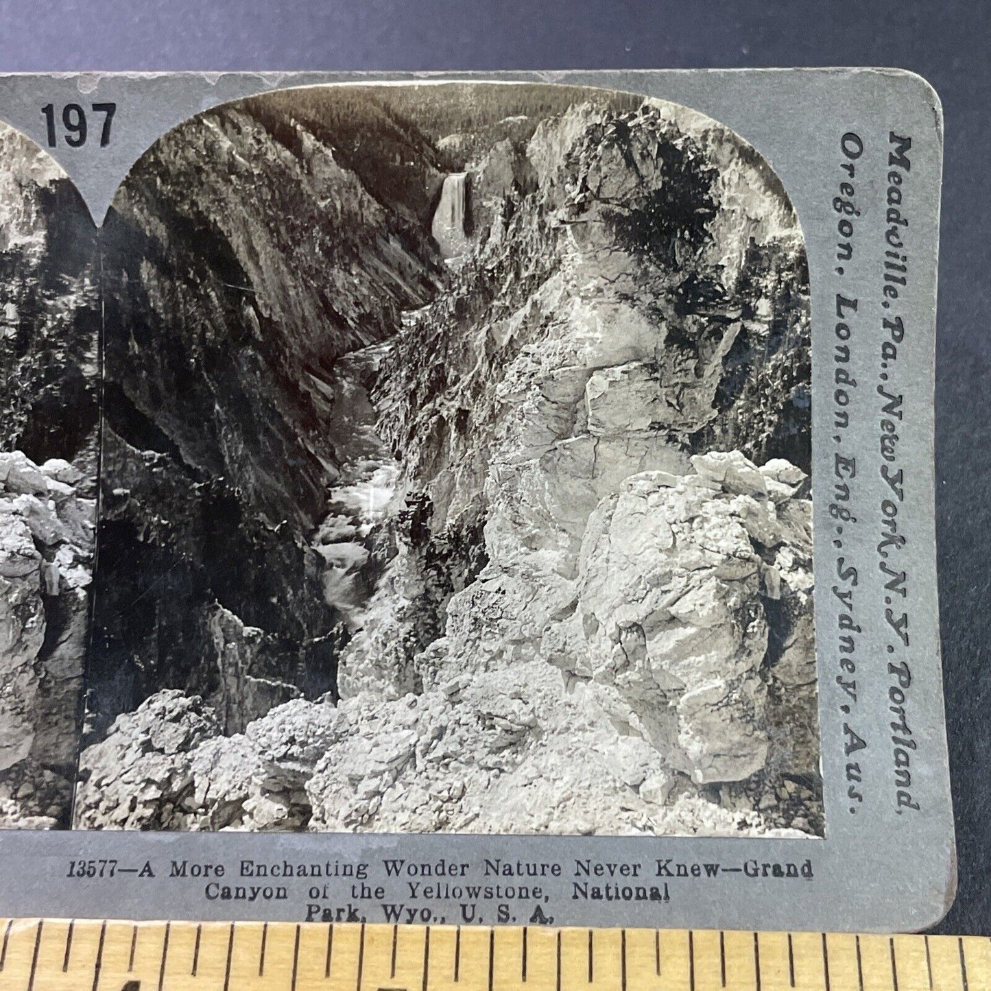 Antique 1910s Yellowstone National Park Waterfalls Stereoview Photo Card P3716