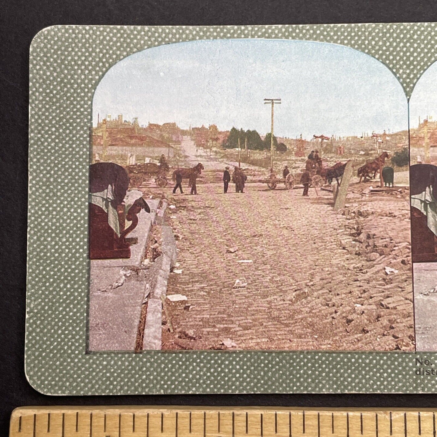 Antique 1910s San Francisco Earthquake Van Ness Av Stereoview Photo Card 2300-24