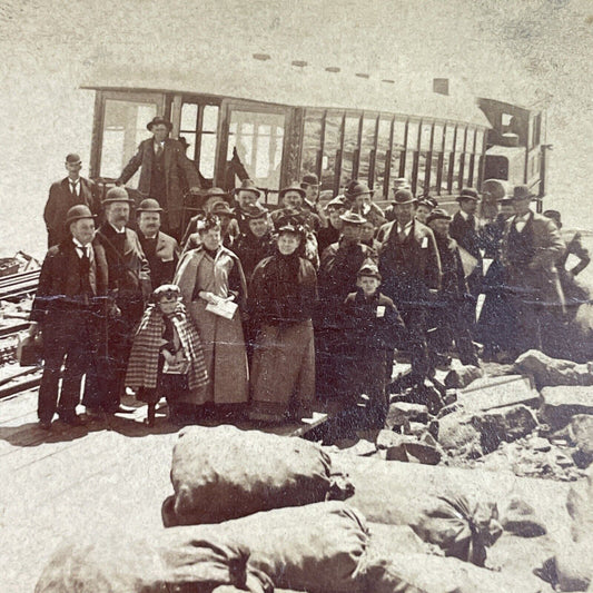 Antique 1894 Pikes Peak Railroad Train Colorado Stereoview Photo Card P3950