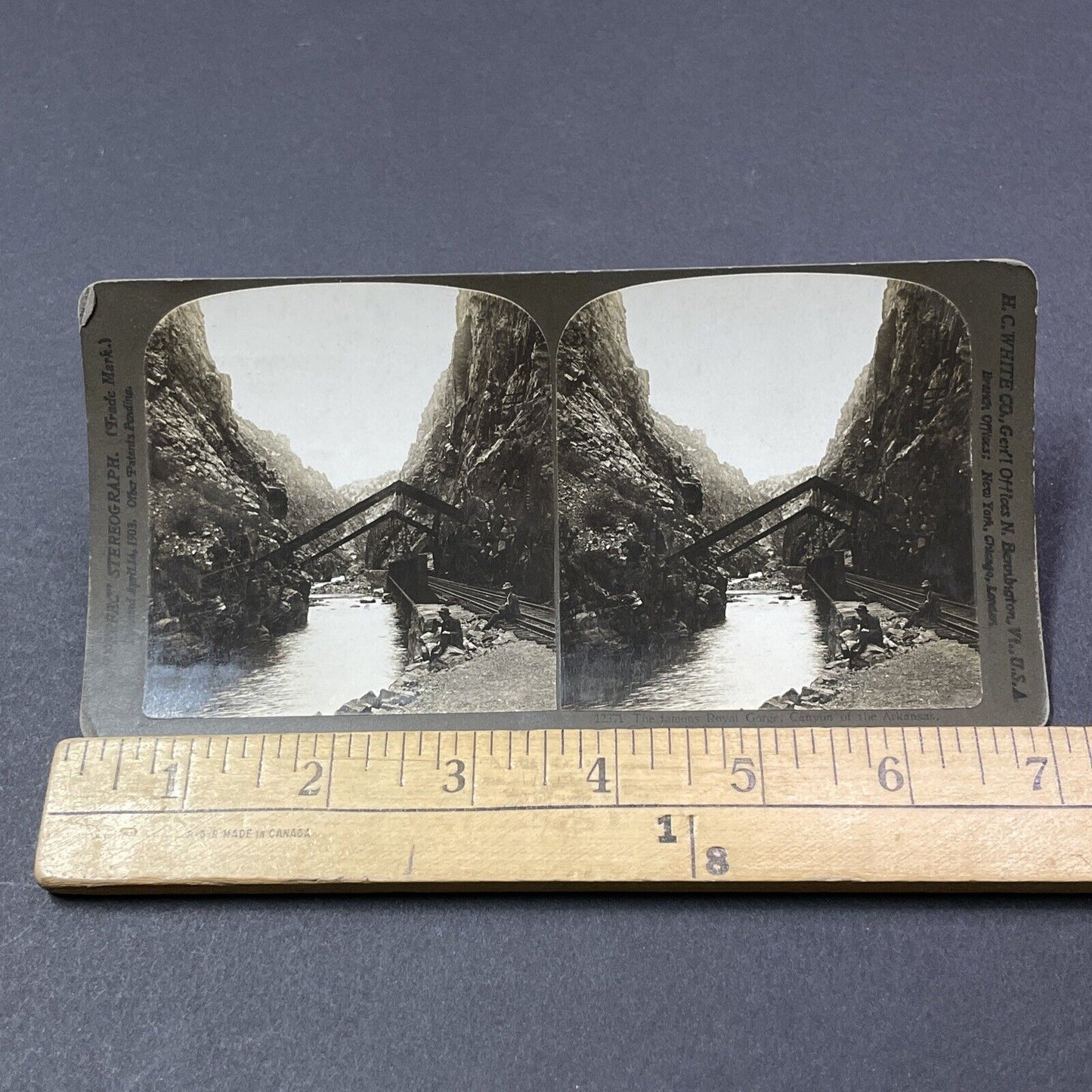 Antique 1903 Royal Gorge Railroad Colorado Stereoview Photo Card V1870