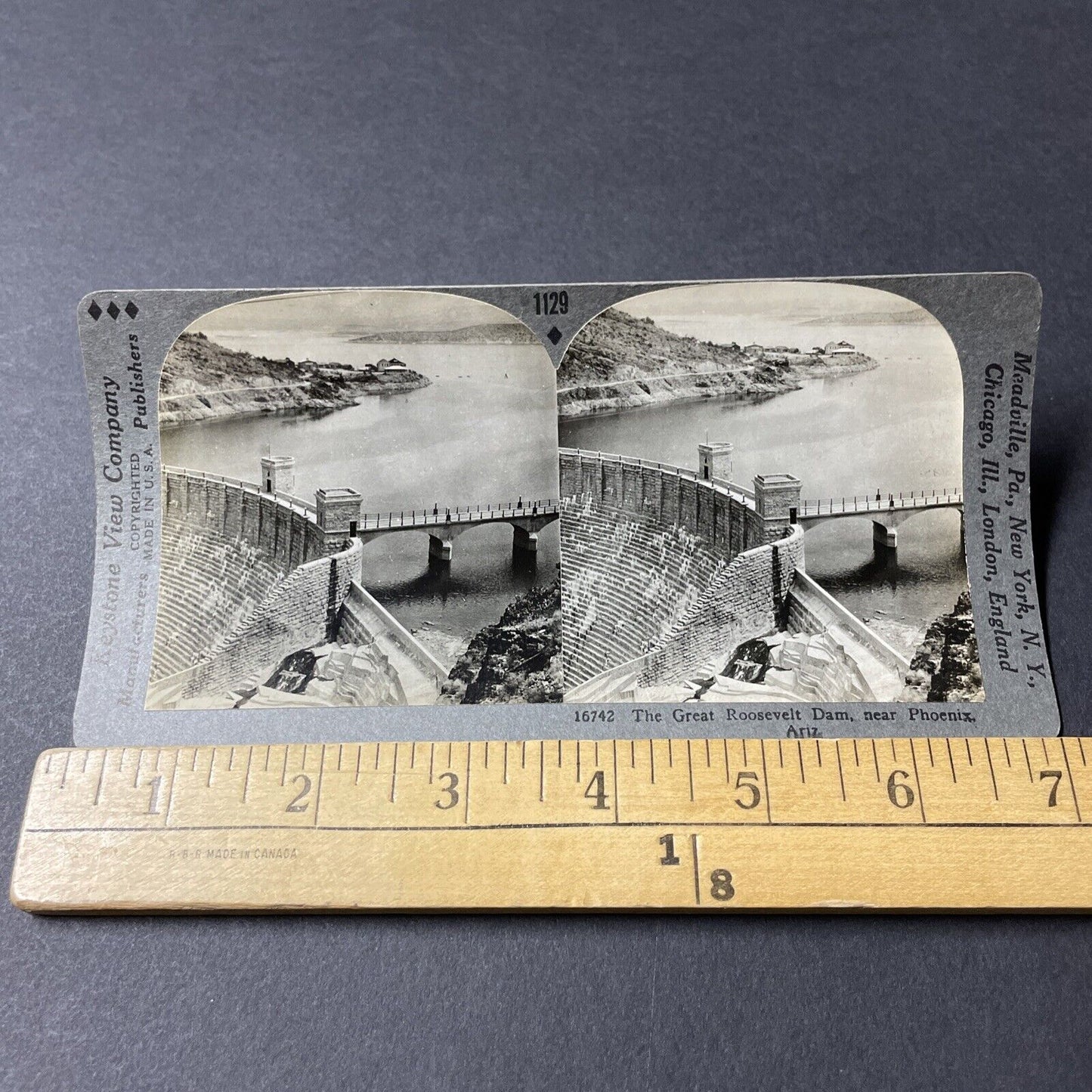 Antique 1920s Theodore Roosevelt Dam Phoenix Arizona Stereoview Photo Card V2814