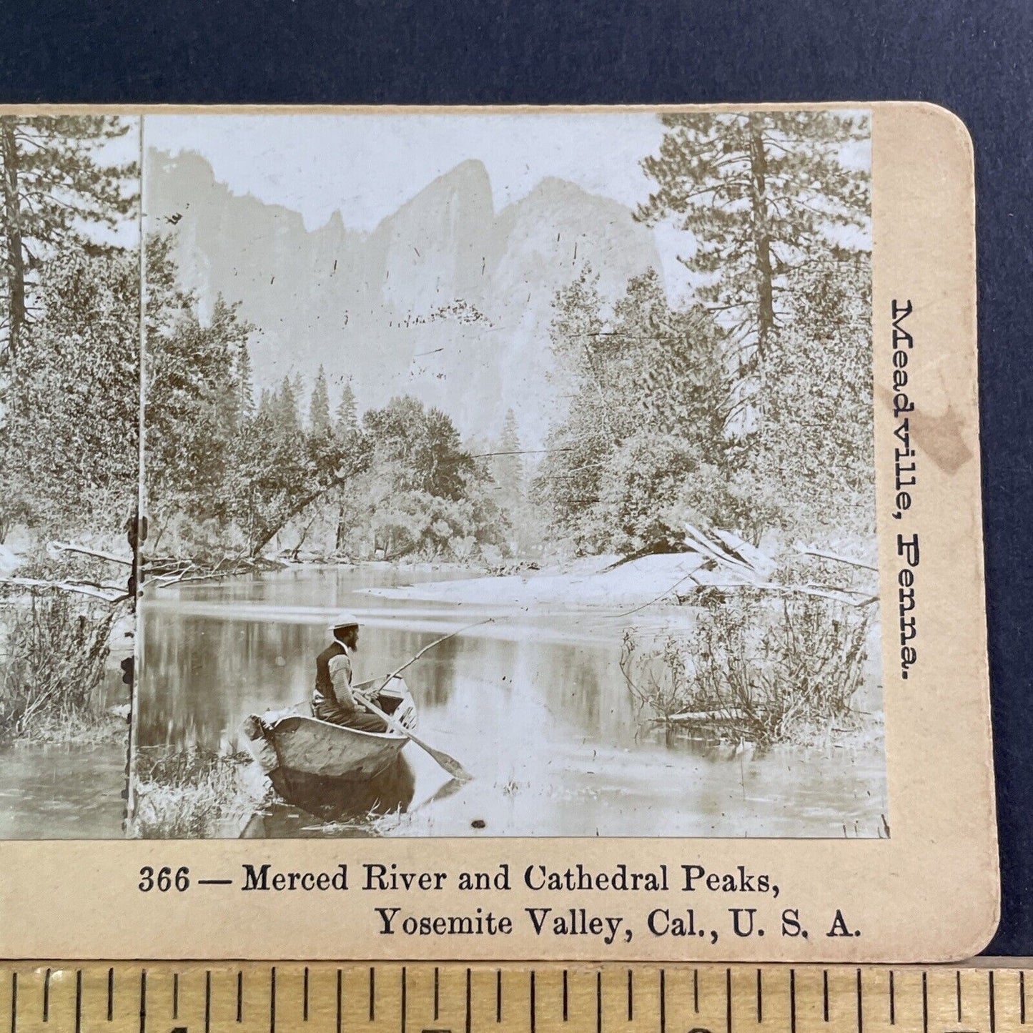 Fishing Merced River Yosemite Yo-Semite California Stereoview Antique 1886 X1644