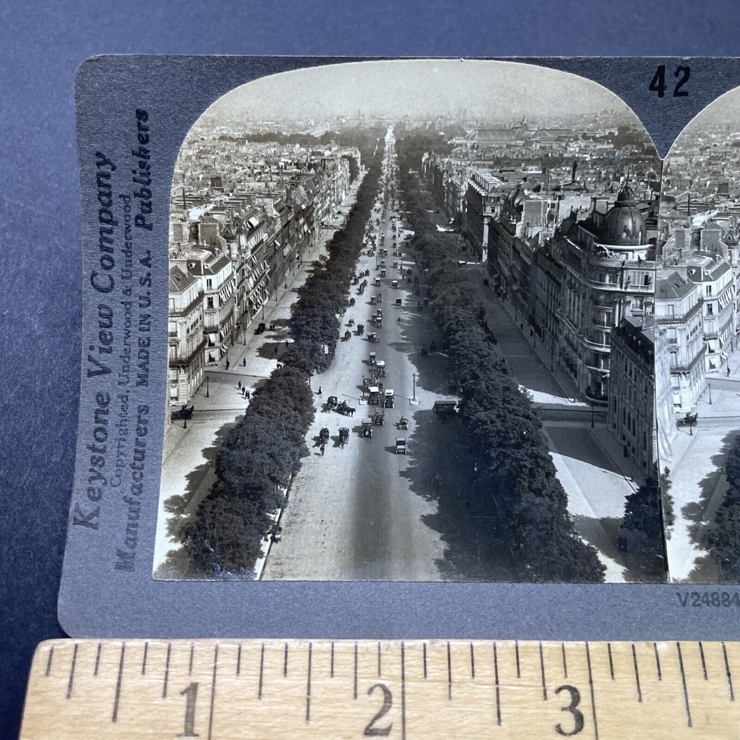 Antique 1910s Main Street In Paris France Stereoview Photo Card P2795