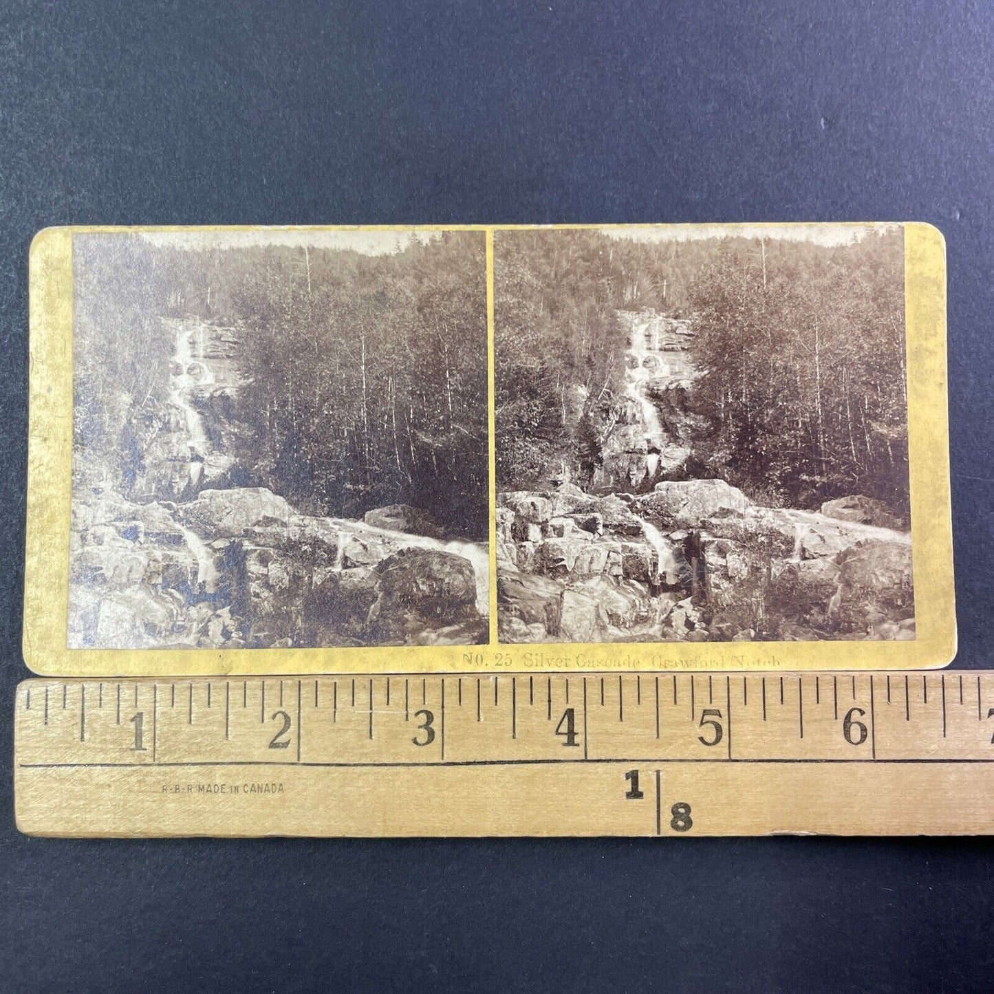 Crawford Notch Silver Cascade Stereoview BW Kilburn Photo Card Antique 1870 X932