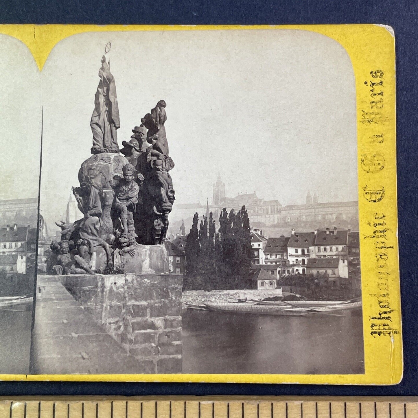 Francis Xavier Charles Bridge Prague Stereoview Czech Republic c1870s Y2205