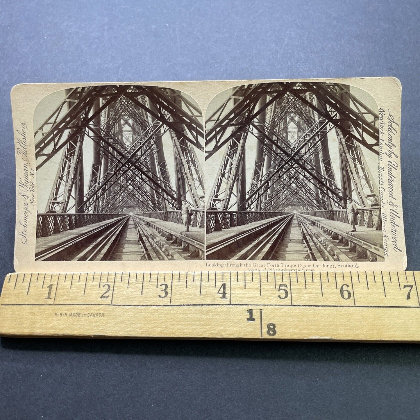 Antique 1896 Forth Train Rail Bridge Scotland Stereoview Photo Card P2413