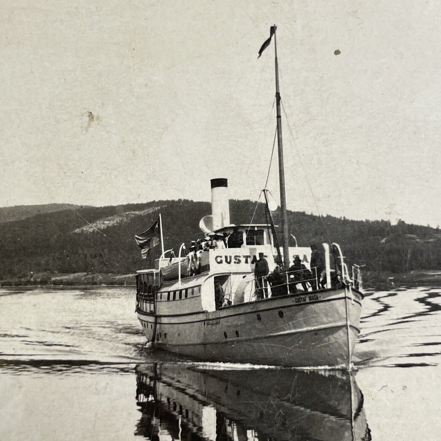 Antique 1890s Gustav Wasa Steamship Lake Siljan Stereoview Photo Card P936