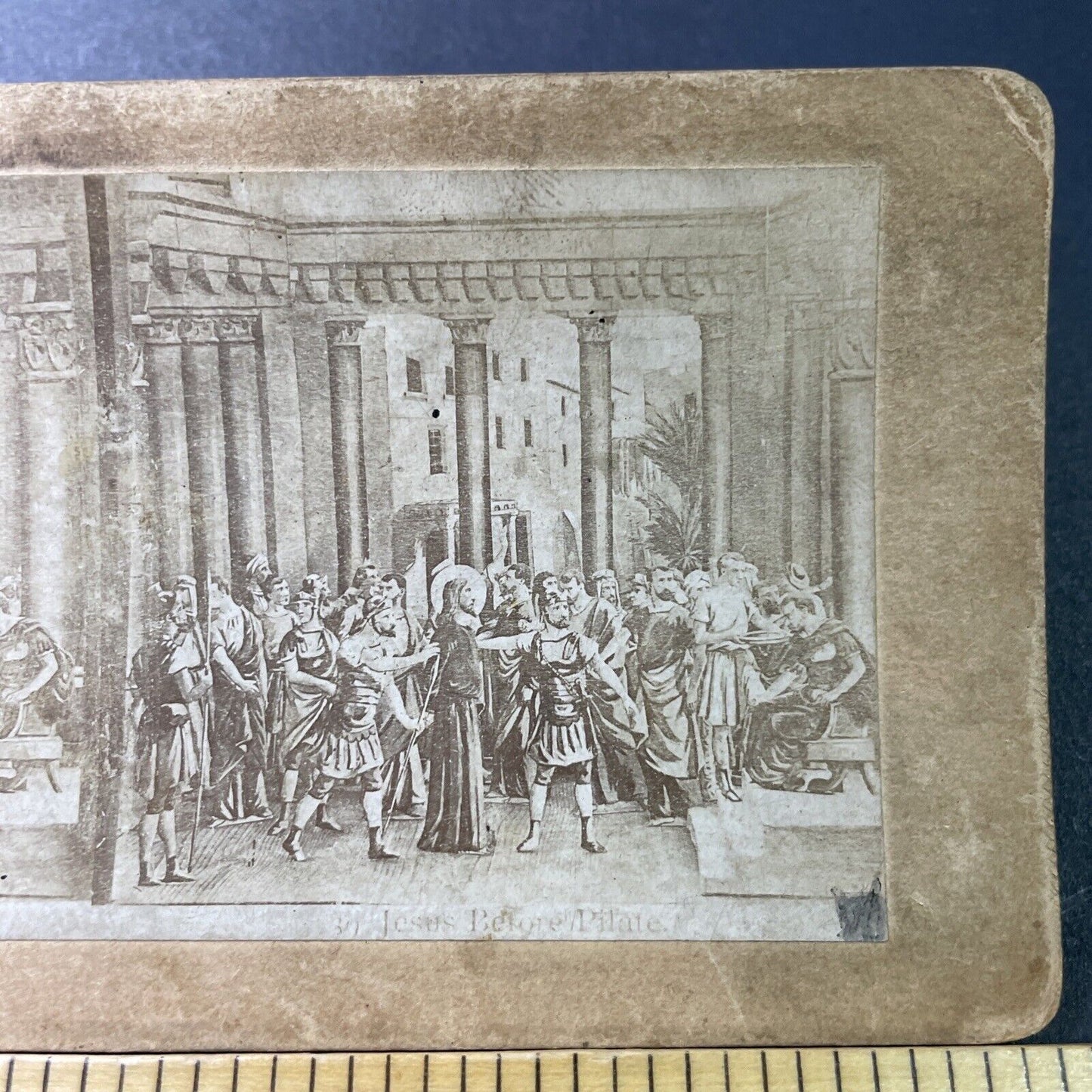 Antique 1860s Jesus Appears Before The Pilate Stereoview Photo Card P3404