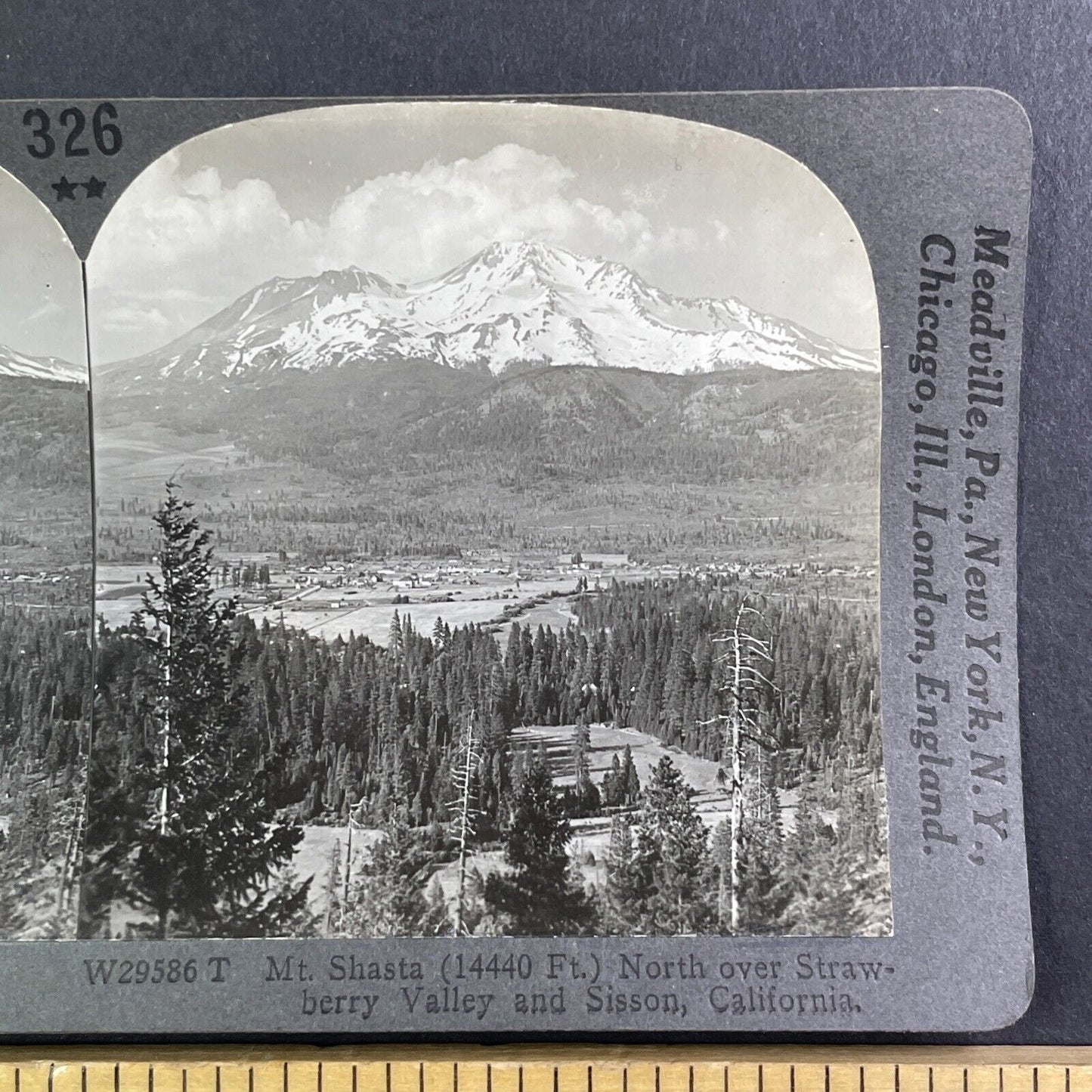 Mount Shasta California Snow-Capped Mountain Stereoview Antique c1910s Y991