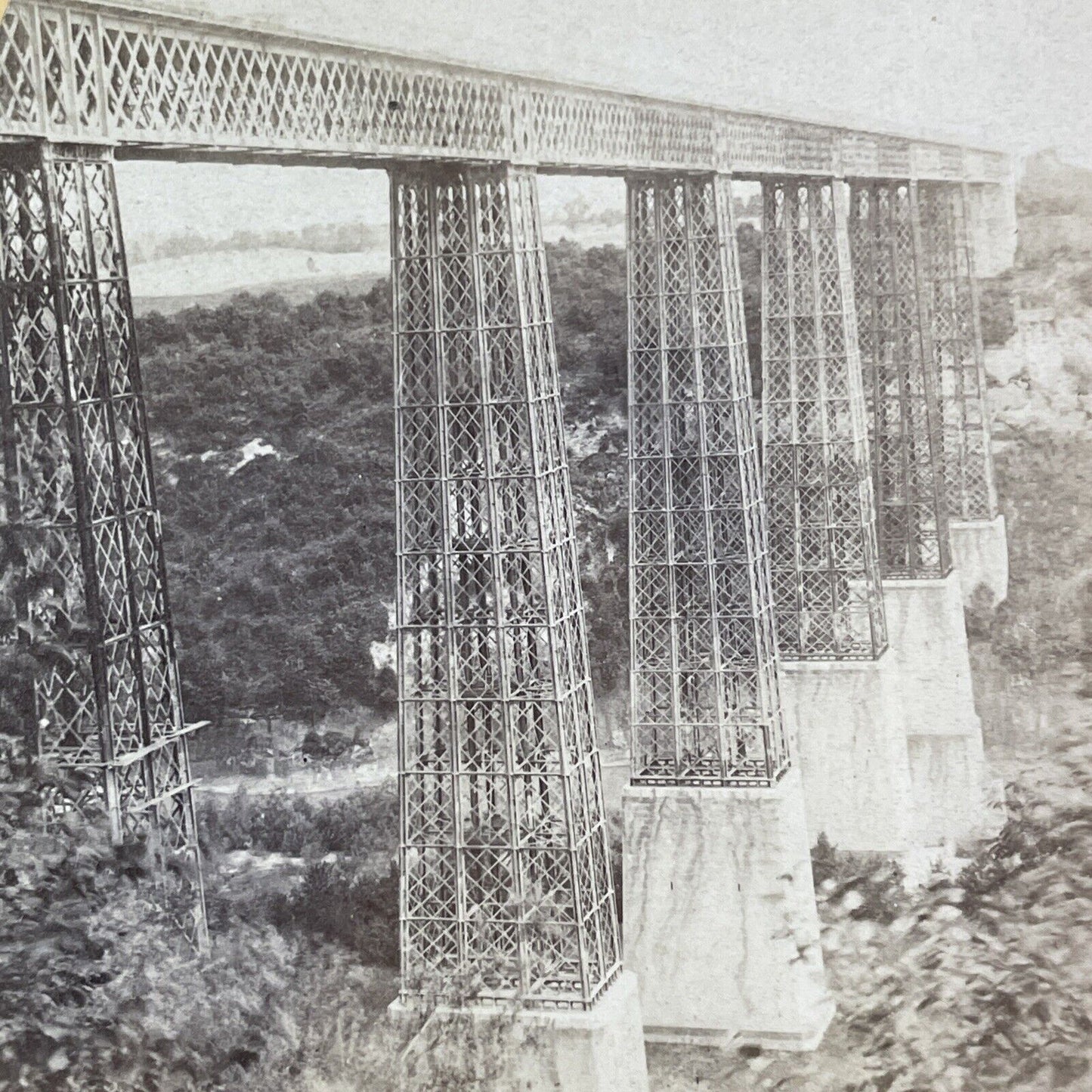 Grandfey Train Bridge Fribourg Switzerland Stereoview Antique c1875 X3820