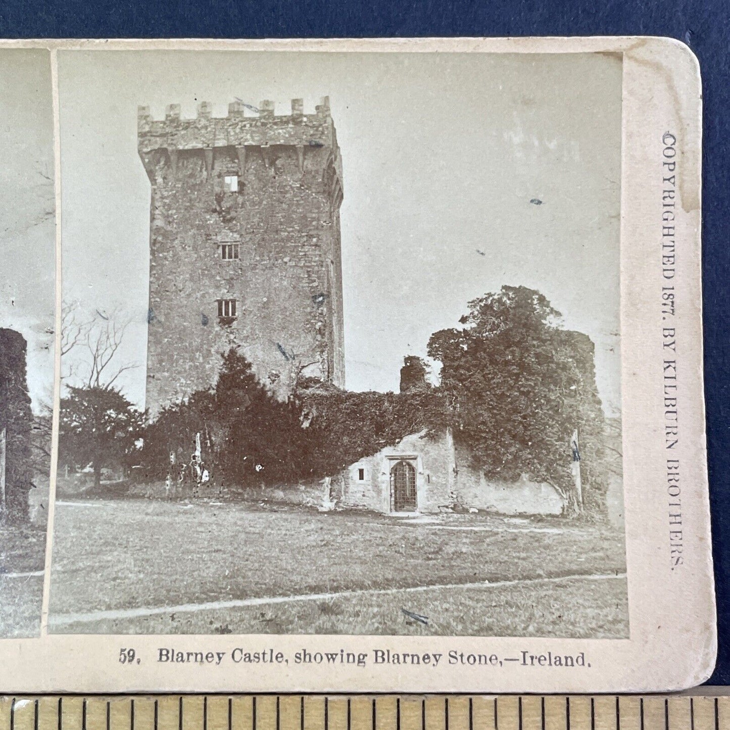 Blarney Stone Castle Cork Ireland Stereoview BW Kilburn Antique c1877 X3831