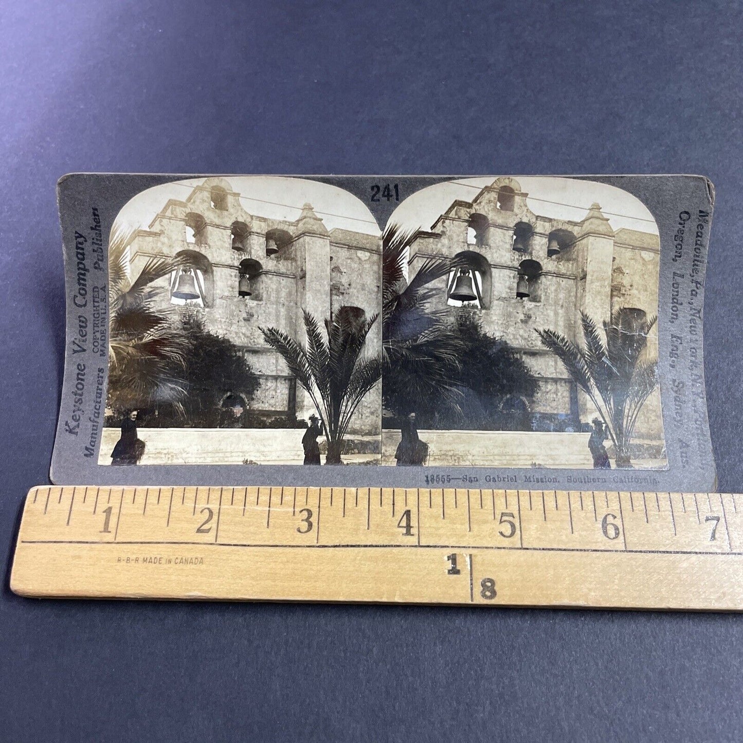 Antique 1910s San Gabriel Mission California Stereoview Photo Card P3608