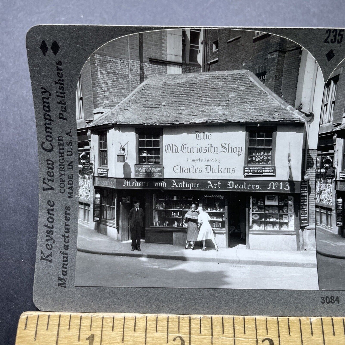 Antique 1920s Charles Dickens Curiosity Shop London Stereoview Photo Card P2443