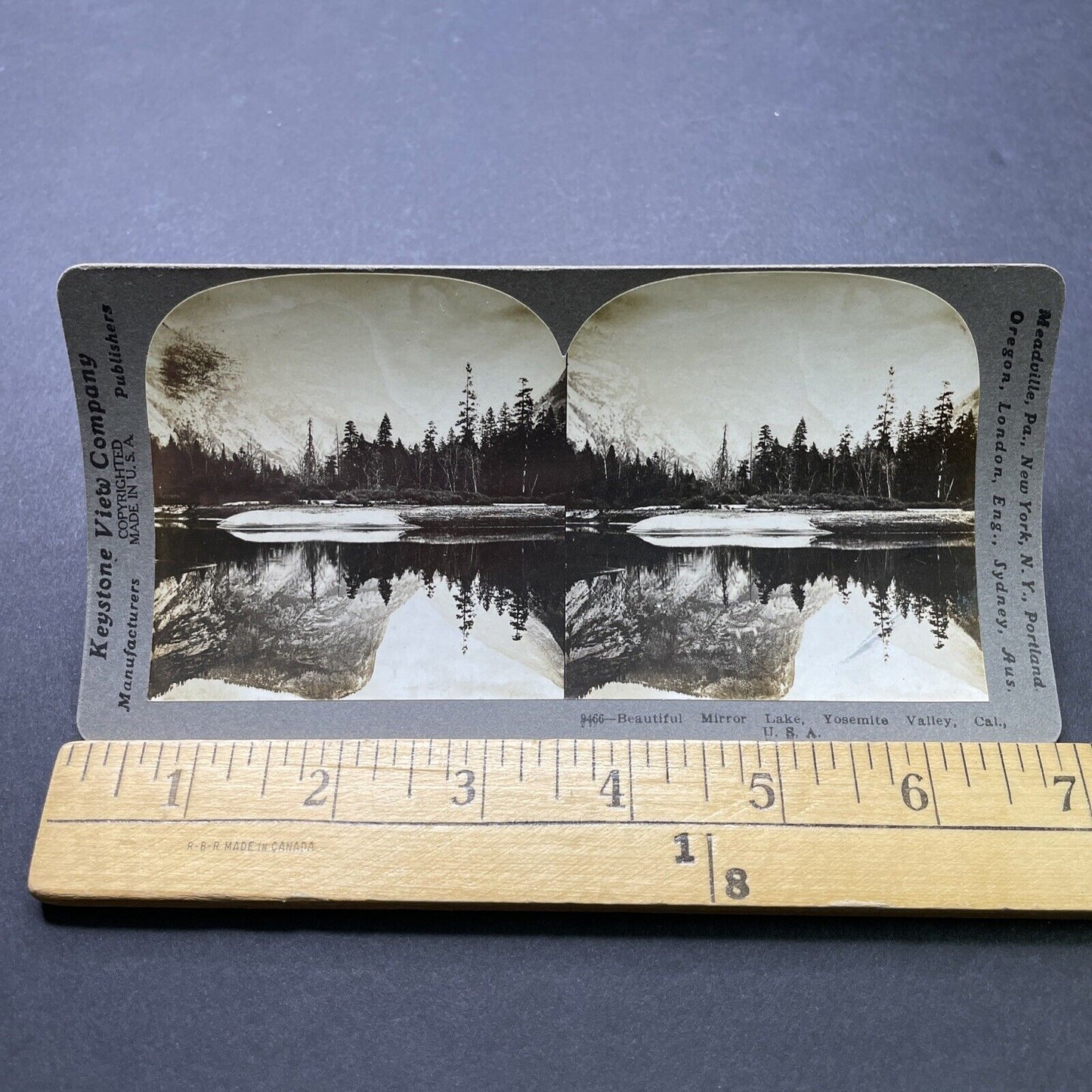 Antique 1913 Mirror Lake Yosemite California Stereoview Photo Card P2474