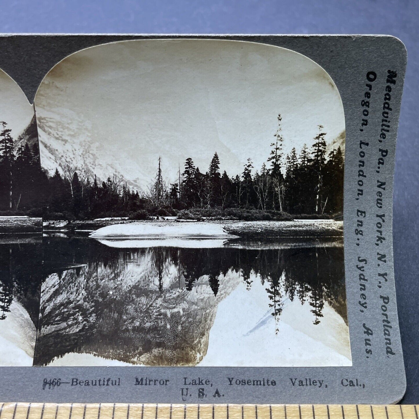 Antique 1913 Mirror Lake Yosemite California Stereoview Photo Card P2474