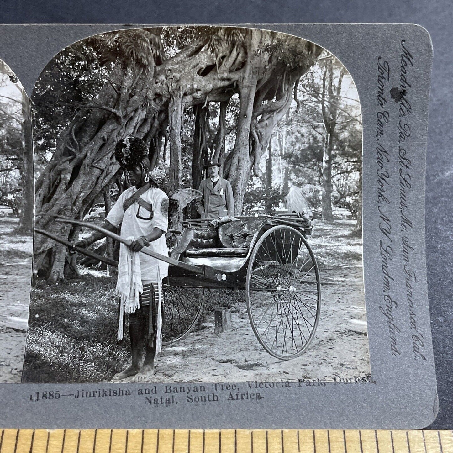 Antique 1901 A Human Taxi In Durban South Africa Stereoview Photo Card P5194