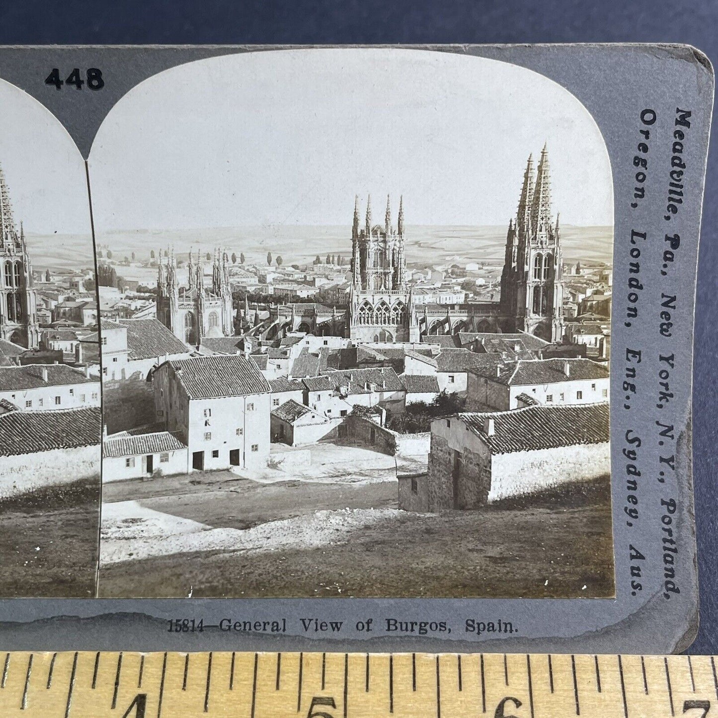 Antique 1908 Burgos Spain City View Stereoview Photo Card P2215