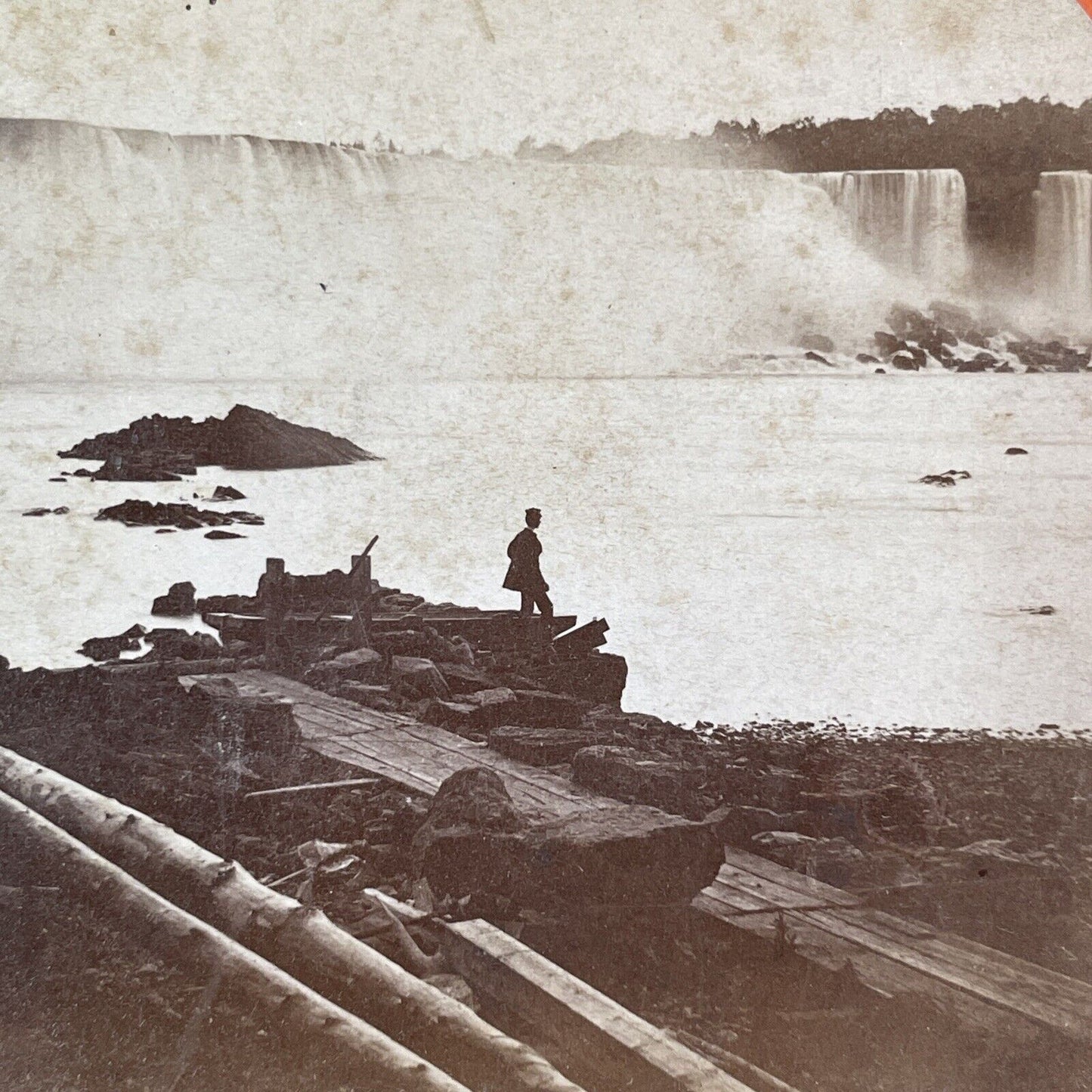 Rowboat Ferry Loading Dock Niagara Falls Stereoview George Barker c1870 Y2770