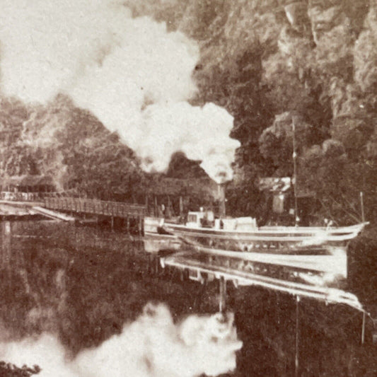 Antique 1896 Rob Roy Steamboat Loch Katrine Scotland Stereoview Photo Card P3924