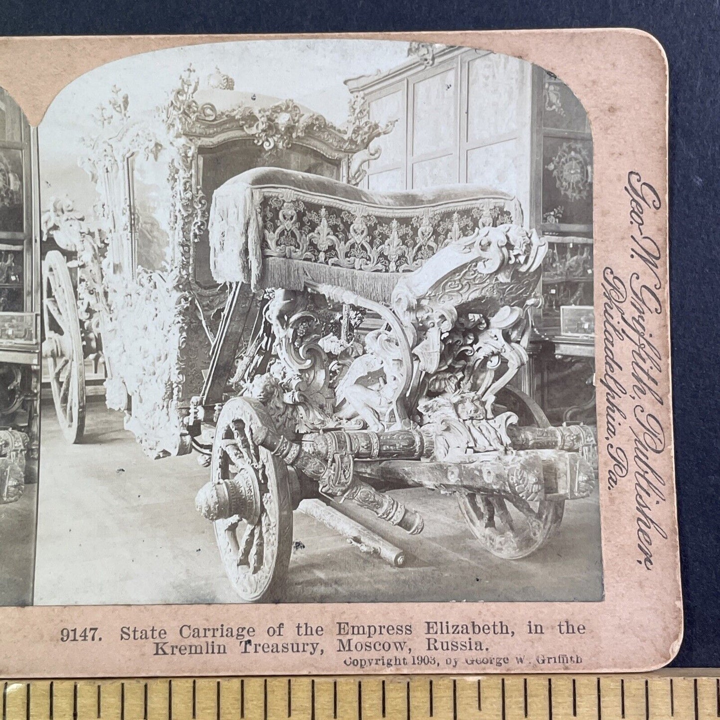 Empress Elizaveta Petrovna Russian Carriage Stereoview Russia Antique 1903 X3572