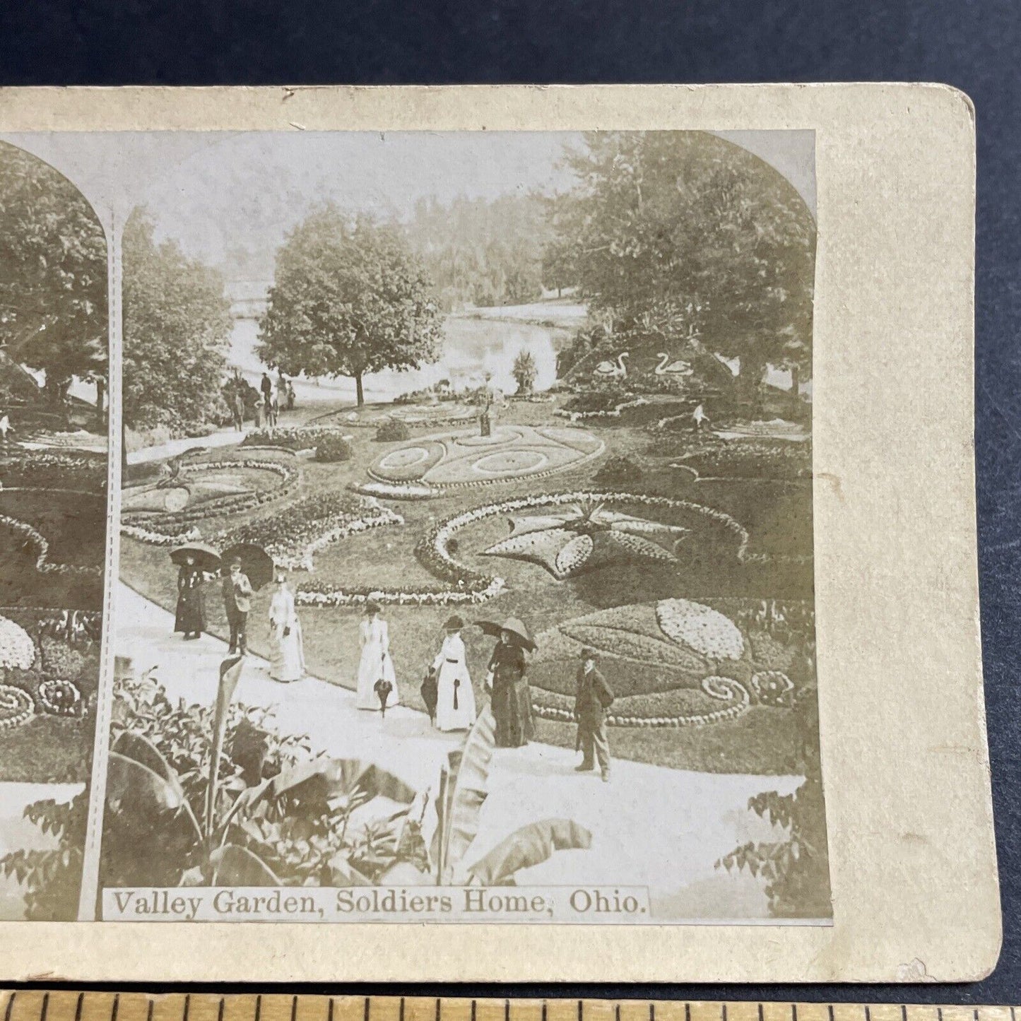 Antique 1880s Soldiers Home Gardens In Ohio Stereoview Photo Card P5512