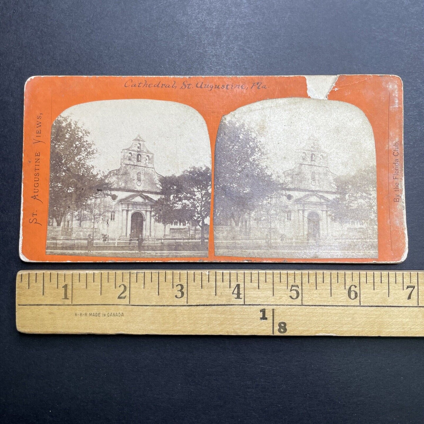 Antique 1860s St. Augustine Cathedral Florida Stereoview Photo Card P1195