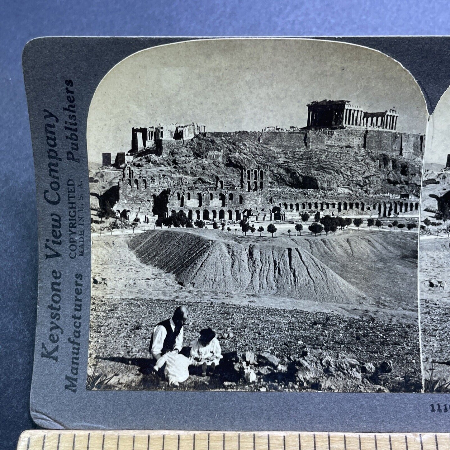 Antique 1909 The Acropolis And City Of Athens Greece Stereoview Photo Card V2876