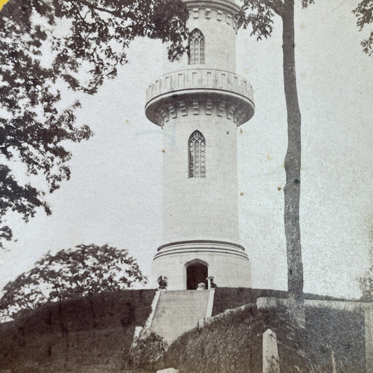 Antique 1870s Mount Auburn Cemetery Monument Stereoview Photo Card V1738