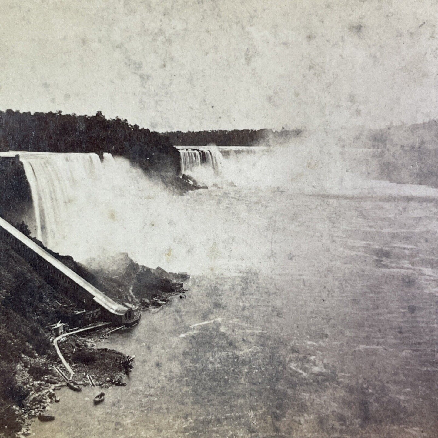 Niagara Falls From New York Central Rail Stereoview George Barker c1870s Y2457