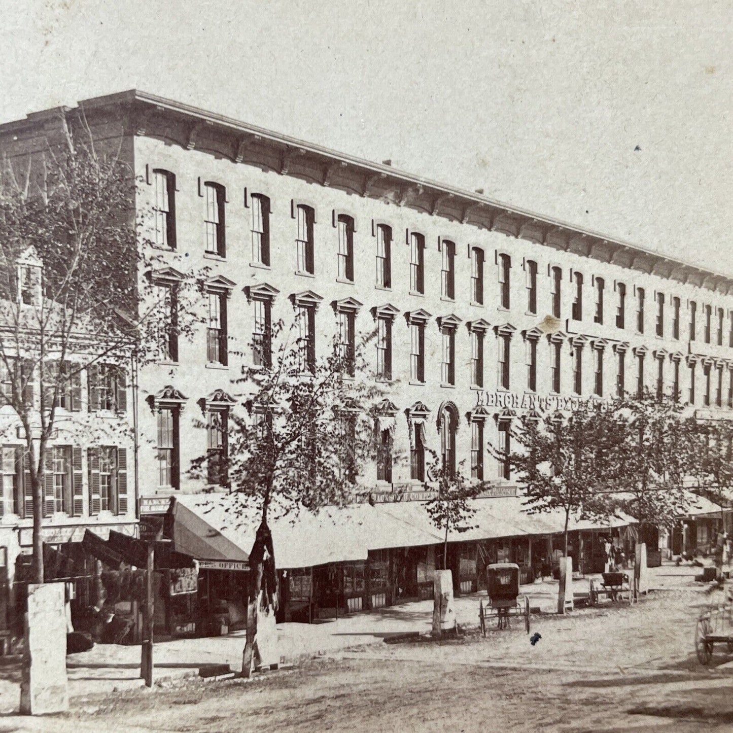 Antique 1870s Main Street Manchester New Hampshire Stereoview Photo Card V1938