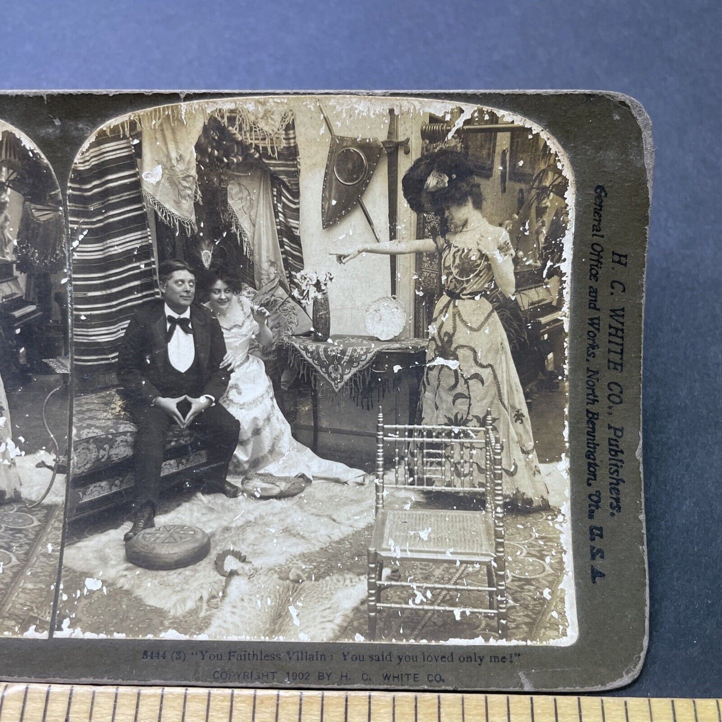 Antique 1902 Man Gets Caught With Mistress By Wife Stereoview Photo Card P2706