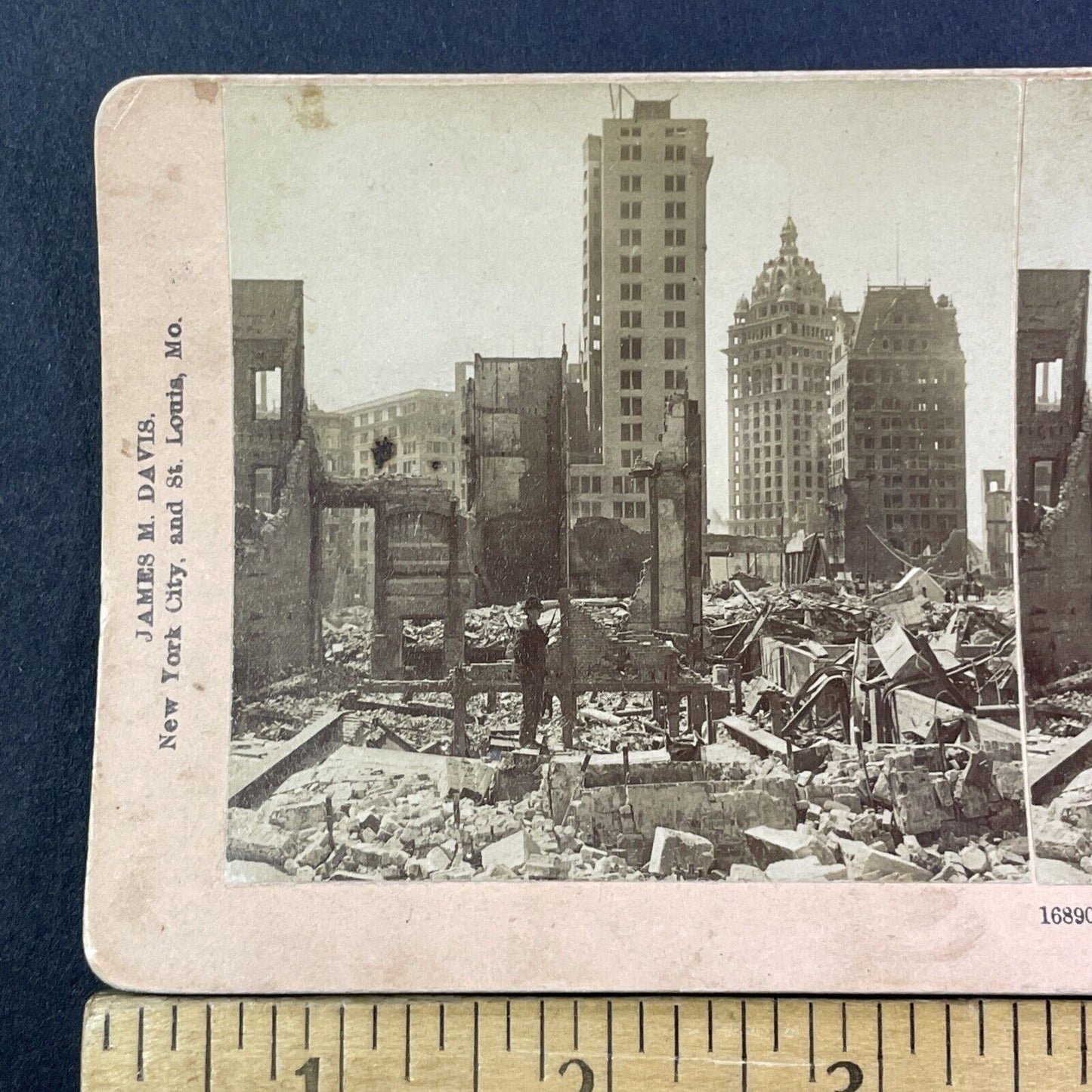San Francisco Savings Bank Collapse Stereoview Photo Card Antique 1906 X804
