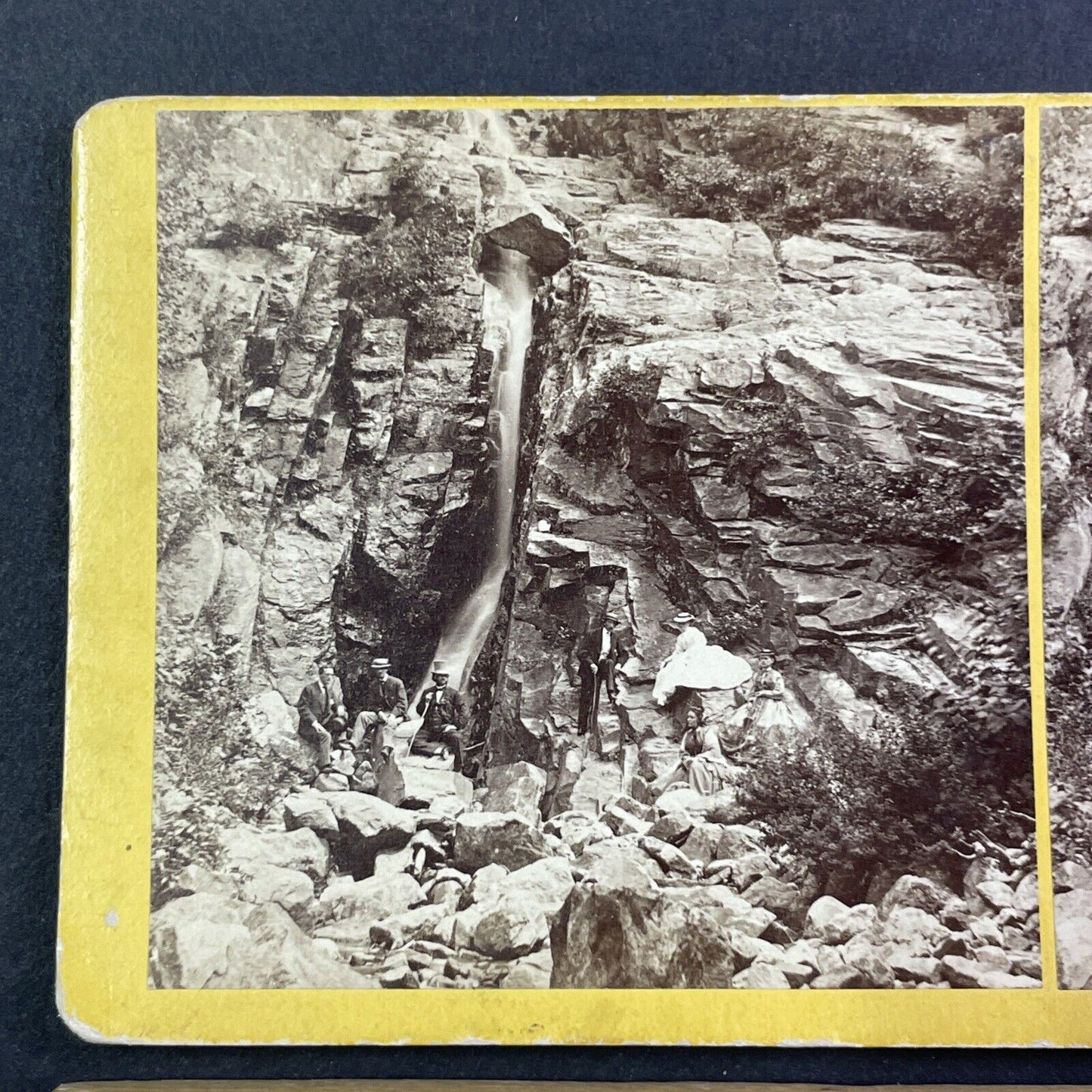 Silver Cascade Crawford Notch Stereoview New Hampshire Antique c1870s Y912