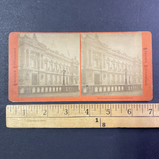 National Bank Building Brussels Stereoview Belgium Antique c1870s X2599