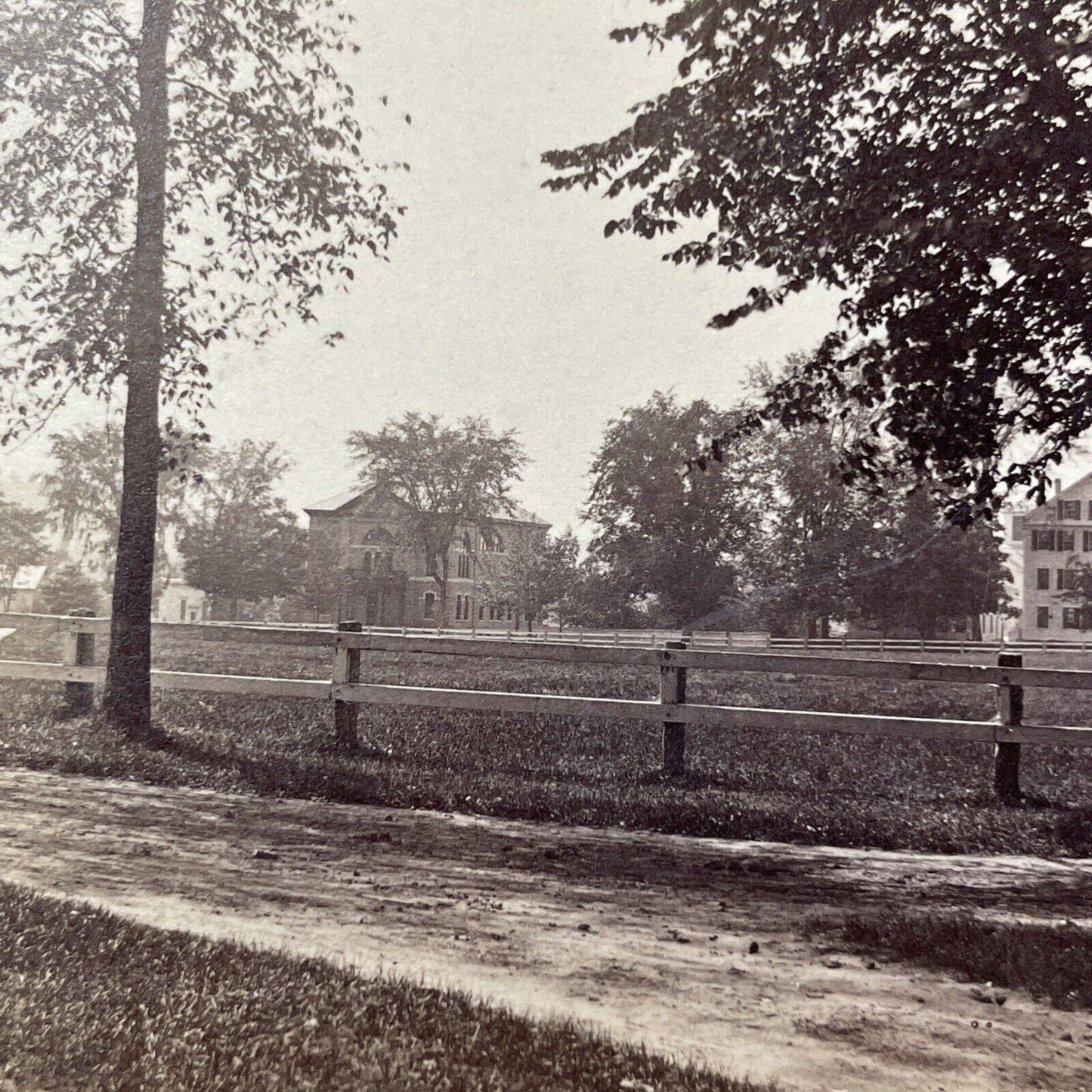 Antique 1870s Hanover New Hampshire Dartmouth Yard Stereoview Photo Card V2006