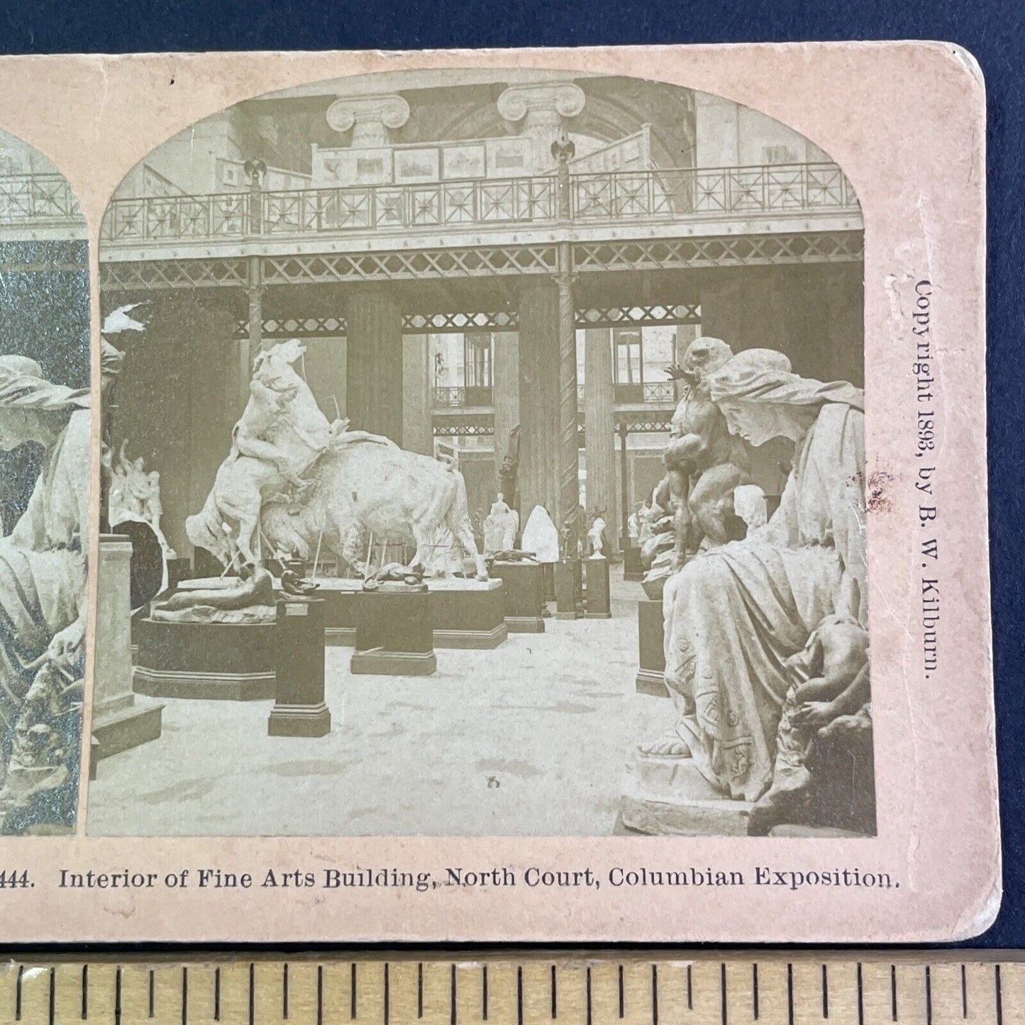 Alabaster Bison Hunting Exhibit Stereoview Columbian Expo Antique c1893 X4110