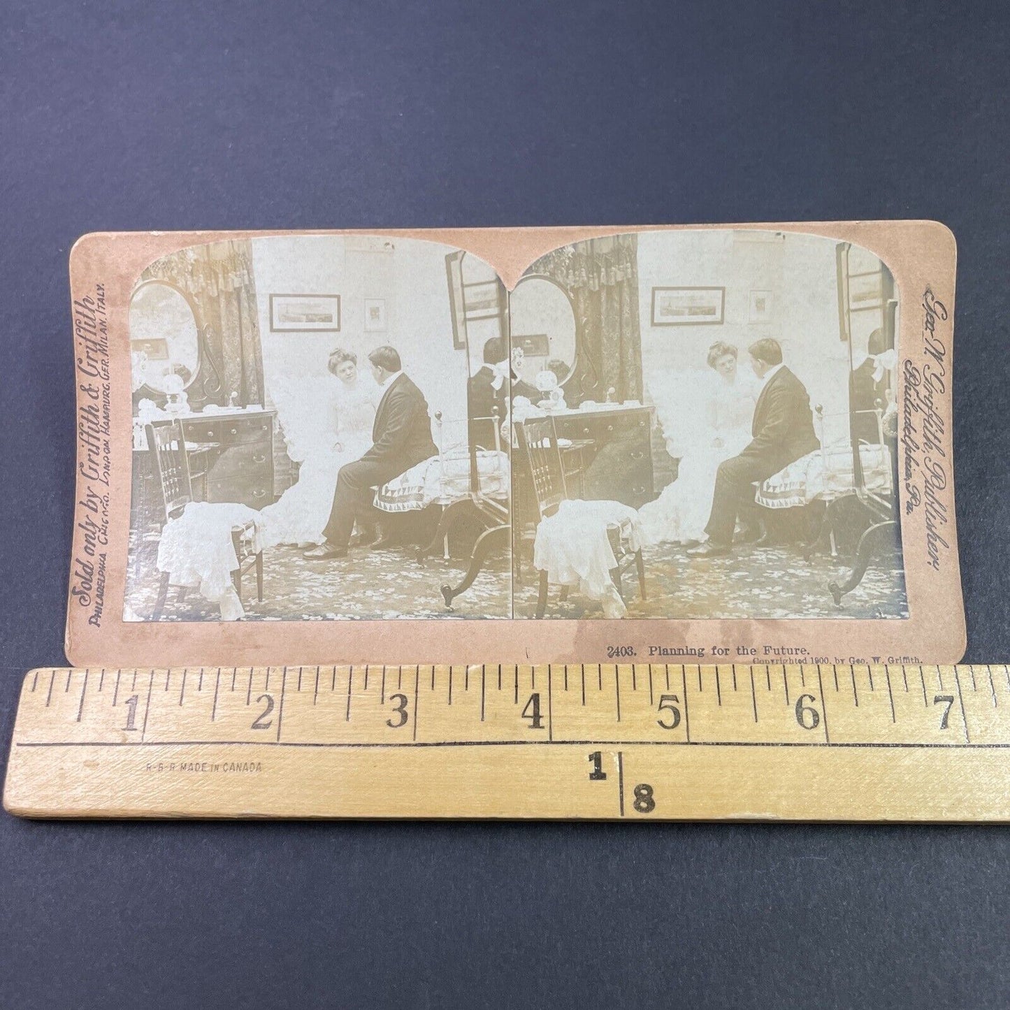 Antique 1900 Man Woman Talk After Getting Married Stereoview Photo Card P3343