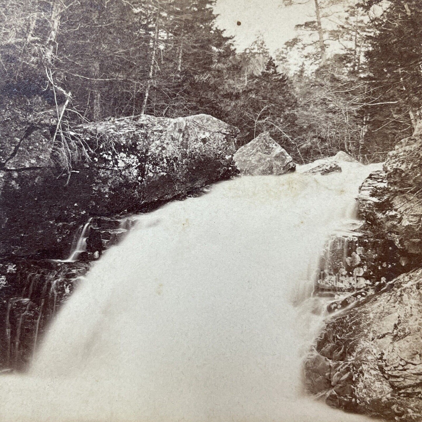 Antique 1870s Pemigewasset River Rapids Waterfall NH Stereoview Photo Card V1950