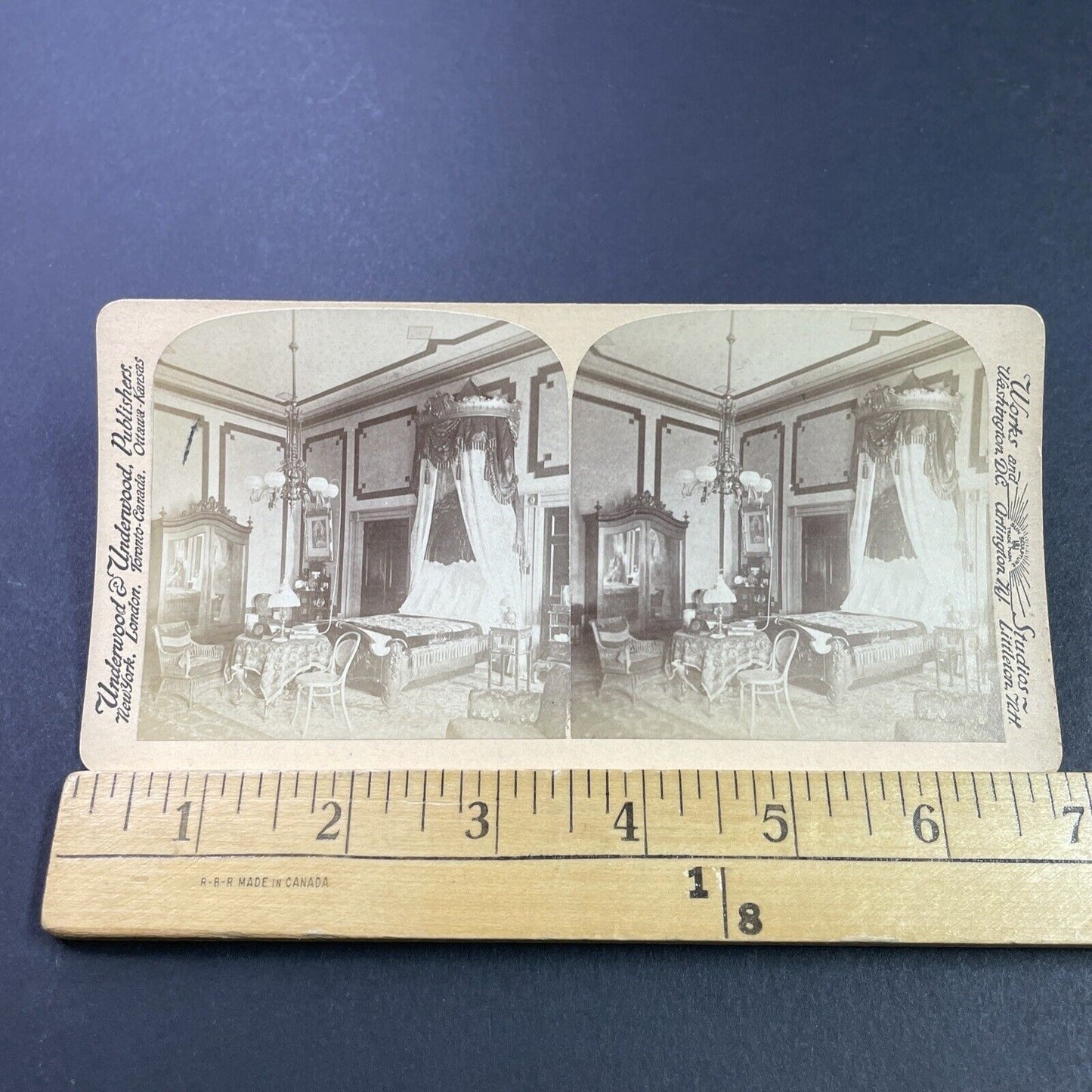 Antique 1890s Presidential Bedroom In The White House Stereoview Photo Card 3818